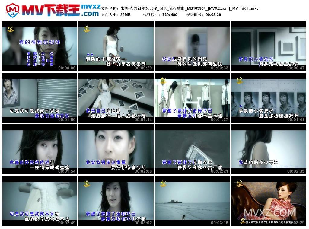 朱妍-真的很难忘记你_国语_流行歌曲_MB103904
